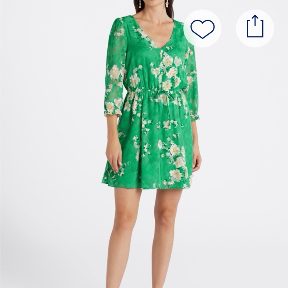 NWOT 3/4 sleeve Floral Green Lined Mini Dress from Stitch Fix
